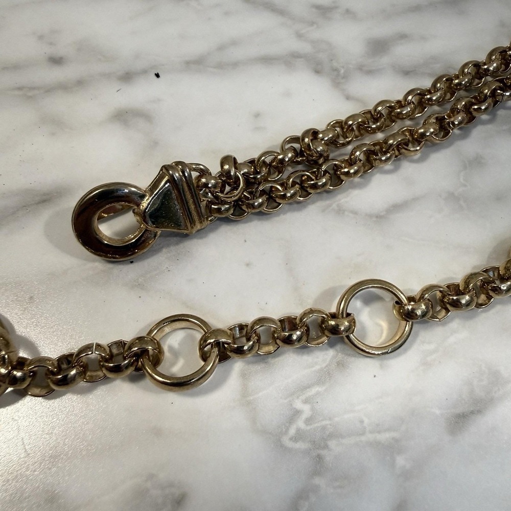 Vintage 35" Chunky Double Strand Rings Gold Tone Chain Fashion Belt Runway - Picture 6 of 12